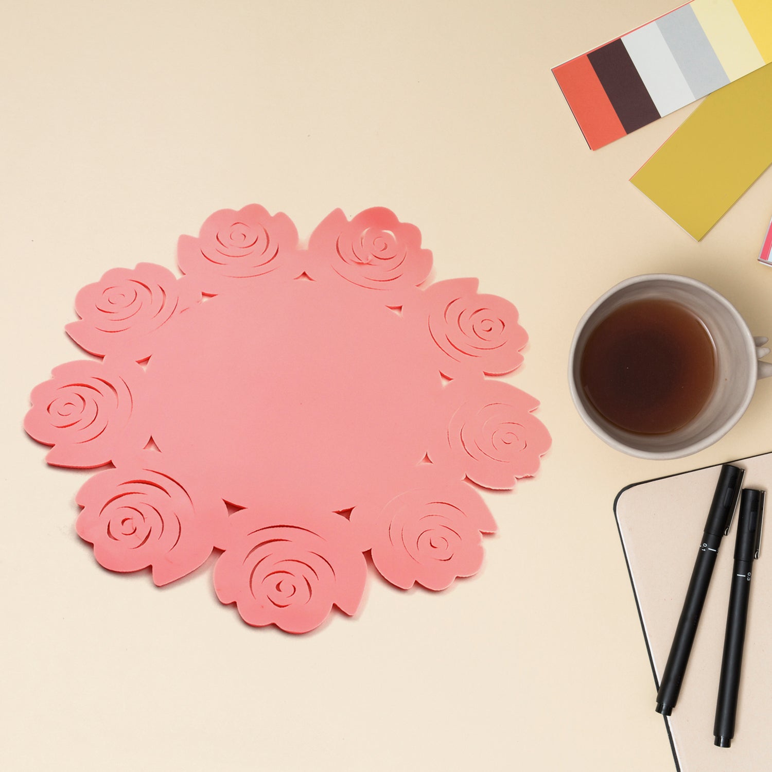 5976 Kitchen Gadget Accessories Plate Cup Mat Rose, Simple Circular Coasters for Kitchen Cafe Restaurant, Placemats for Dining Table, Coasters, Tabletop Protection, Anti-Scald Easy to clean (1 Pc) 5976 Kitchen Gadget Accessories Plate Cup Mat Rose, Simple Circular Coasters for Kitchen Cafe Restaurant, Placemats for Dining Table, Coasters, Tabletop Protection, Anti-Scald Easy to clean (1 Pc)